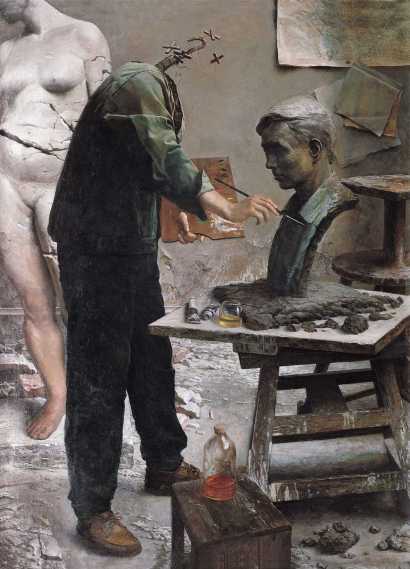 徐芒耀 1993年作 雕塑工作室系列之三—上色